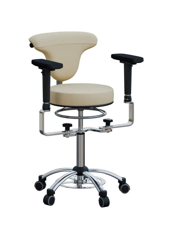LZ 37 F + LZZ područky, židle lékařská s nožním ovládáním, kříž chrom, ekokůže smetanová